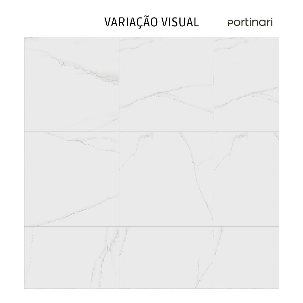 Porcelanato Portinari Lumina Wh Acetinado 100x100cm Retificado