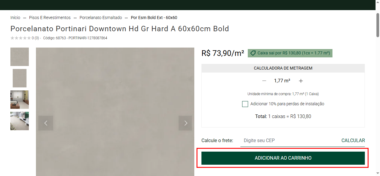 Banner adicionar ao carrinho